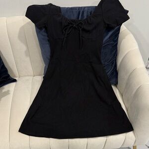 H&M Black Dress with Puff Sleeves